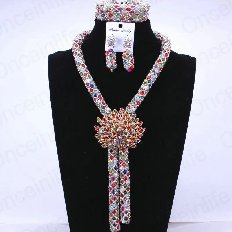 Роскошные свадебные хрустальные бусины комплект новые яркие Цепочки и ожерелья