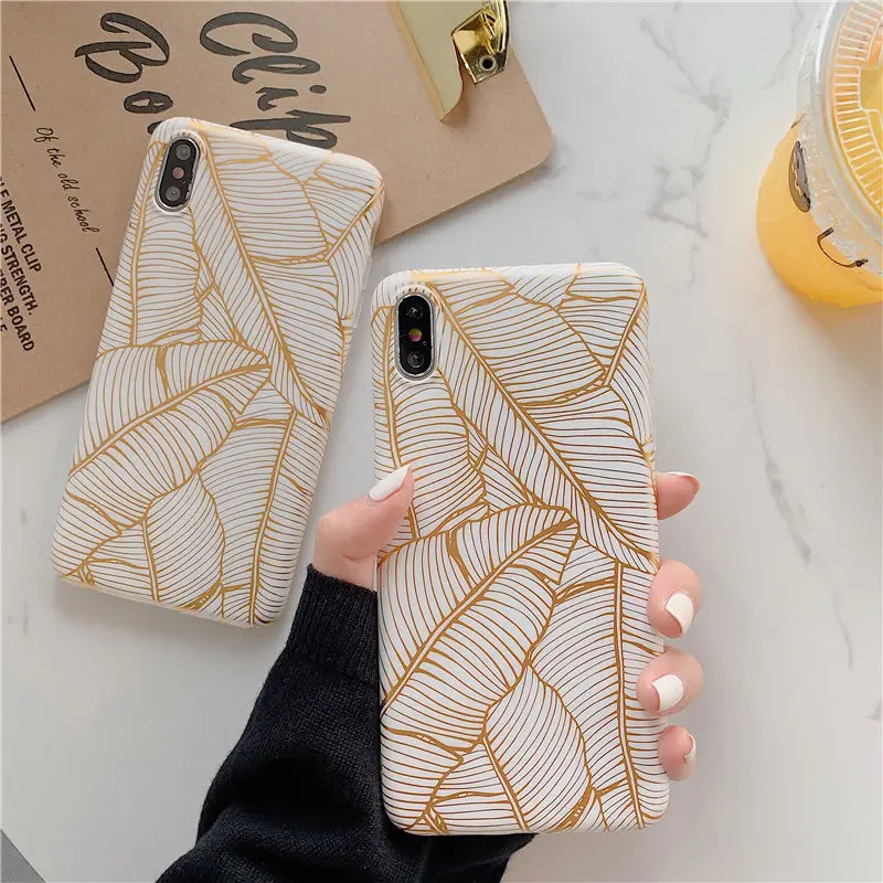 FLYKYLIN Art Gold banana leaf чехол для iphone XS Max XR X 6 S 7 8 Plus задняя крышка мягкий IMD силиконовый