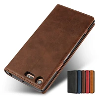 leather case for sony xperia xz1 xz premium xz2 flip case card holder holster magnetic attraction cover case wallet case