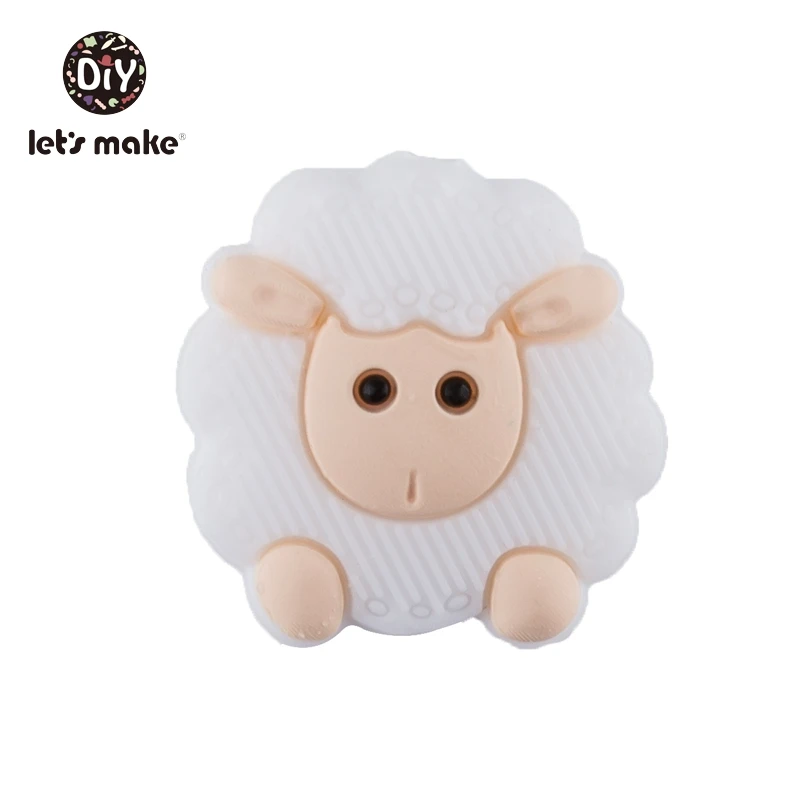 white sheep Силиконовые Бусины, 3 шт, животные, Мультяшные формы, BPA бесплатно, силиконовые бусины для детей, качество еды, Прорезыватель для зубов, крошечные стержни, Детские Прорезыватели - Цвет: white sheep