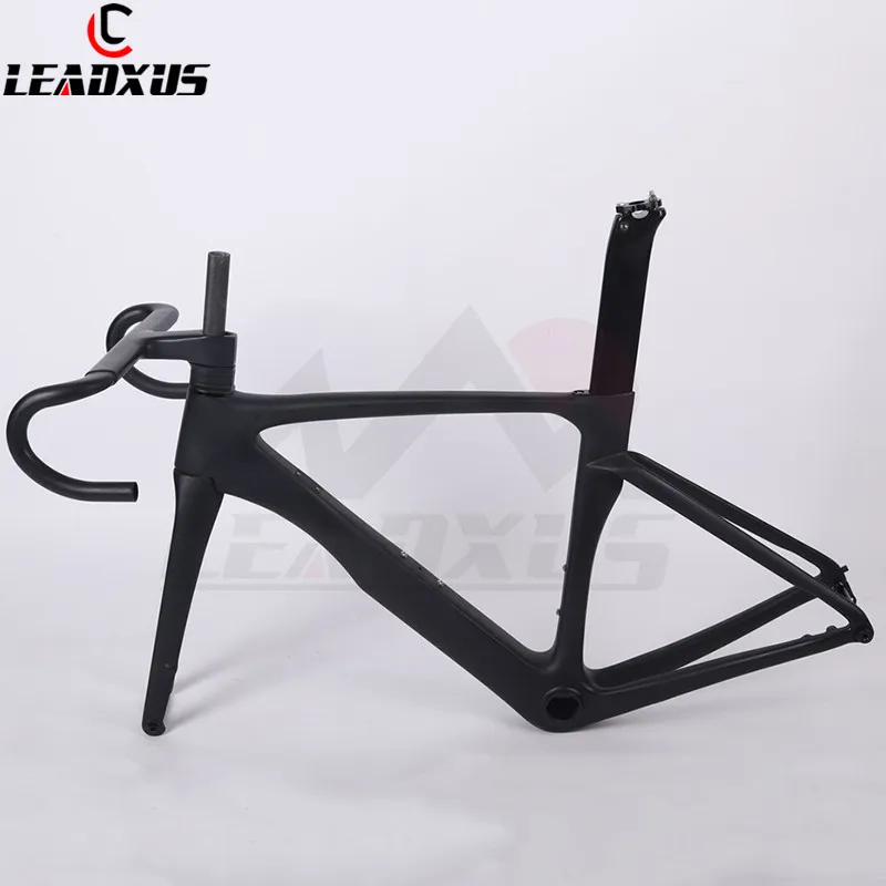 Glossy frame and bar LEADXUS новейший дисковый тормоз аэрокарбонат волокно рама для гоночного велосипеда карбоновый дорожный гоночный велосипед рама 46/49/52/54/56/58 см - Цвет: Glossy frame and bar