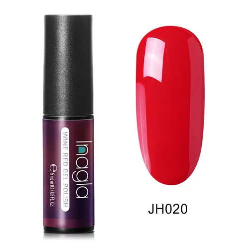 JH020 Inagla, цвет красного вина, Гель-лак для ногтей, 36 цветов, замачиваемый, УФ светодиодный Гель-лак, покрытие, цветной лак, долговечный гель, 5 мл, соска, эмалевый гель - Цвет: JH020