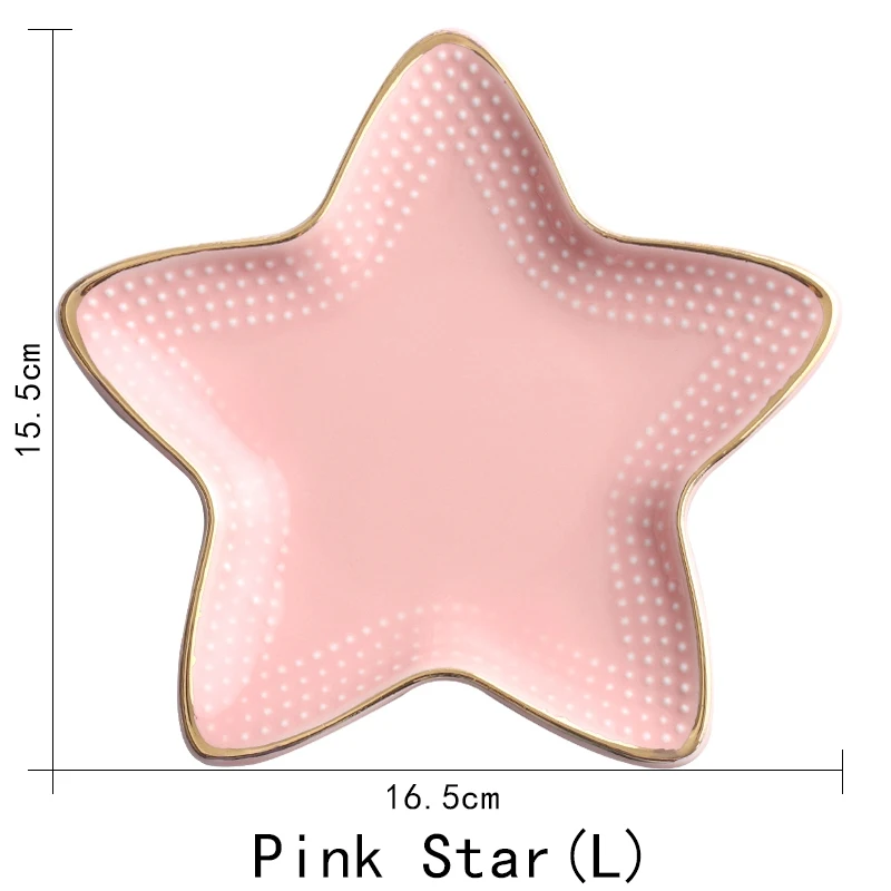 Pink Star(L) Лидер продаж, креативная Керамическая маленькая тарелка в различных стилях со звездой или раковиной, тарелка для десерта, фруктов, закусок, ремесла, подарок для любителей кухонных принадлежностей - Цвет: Pink Star(L)