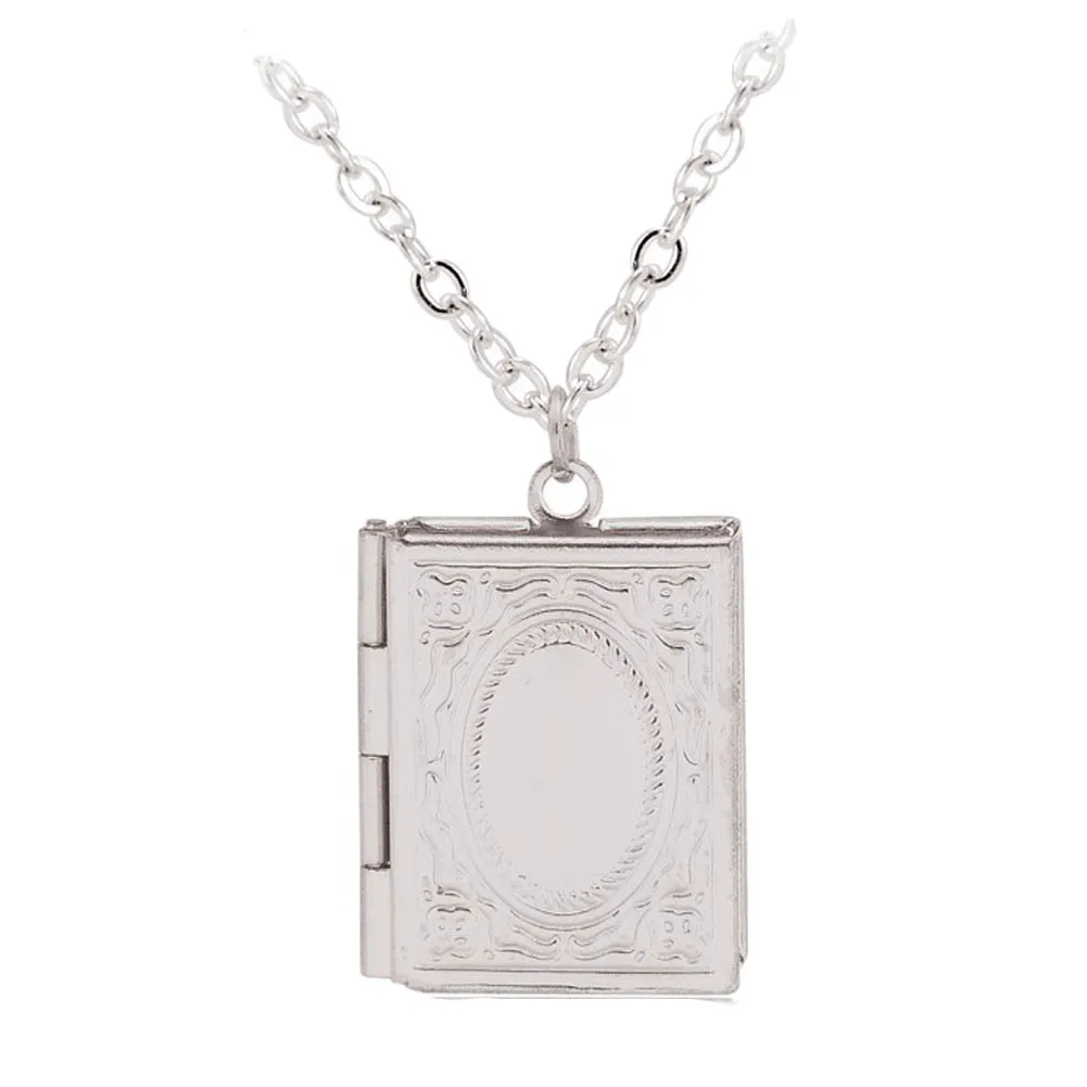 Модный резной Винтажный стиль изящная имитация книга медальон ожерелье тайное