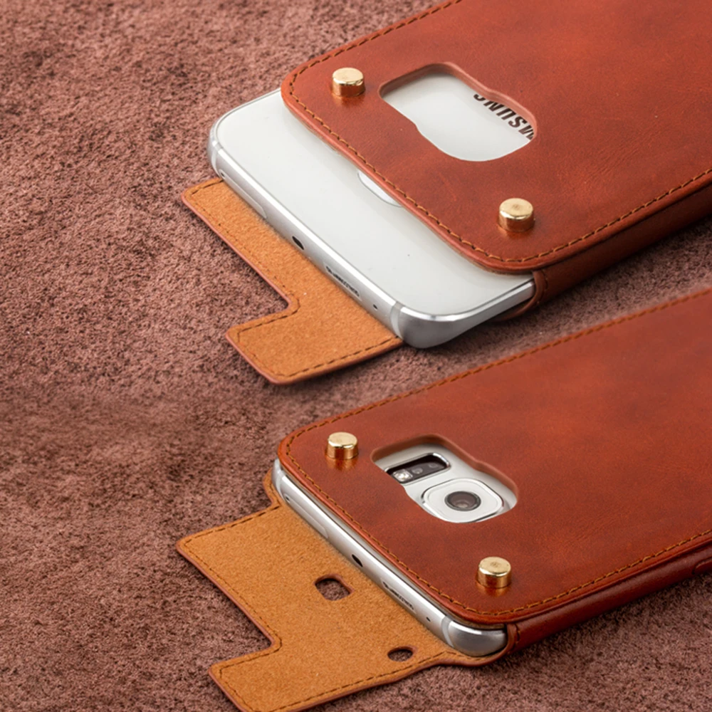 Уникальный дизайн QIALINO чехол для телефона из натуральной кожи для samsung Galaxy S6 edge дизайн с заклепками сзади защитный чехол для телефона 5,1 дюйма