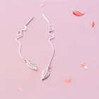 MloveAcc 100% 925 пробы серебро панк перо Пальмовые Листья длинные висячие серьги для женщин серьги ювелирные изделия Brincos