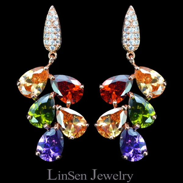 Роскошный AAA Качество Многоцветный кубический цирконий ожерелье браслет серьги