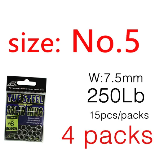 No.5 Ring -4packs 30 шт. крючок с морским глазом для щуки 1/0~ 4/0 светильник для литья DIY вспомогательный крючок с медленным шагом для ловли рыбы в морской воде - Цвет: No.5 Ring -4packs