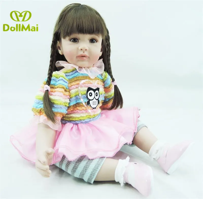 

24"/60 cm Colorful Dress Reborn Babies Doll Princess Girl Baby Doll Soft Vinyl Silicone Lifelike Toddler Doll Toys gift