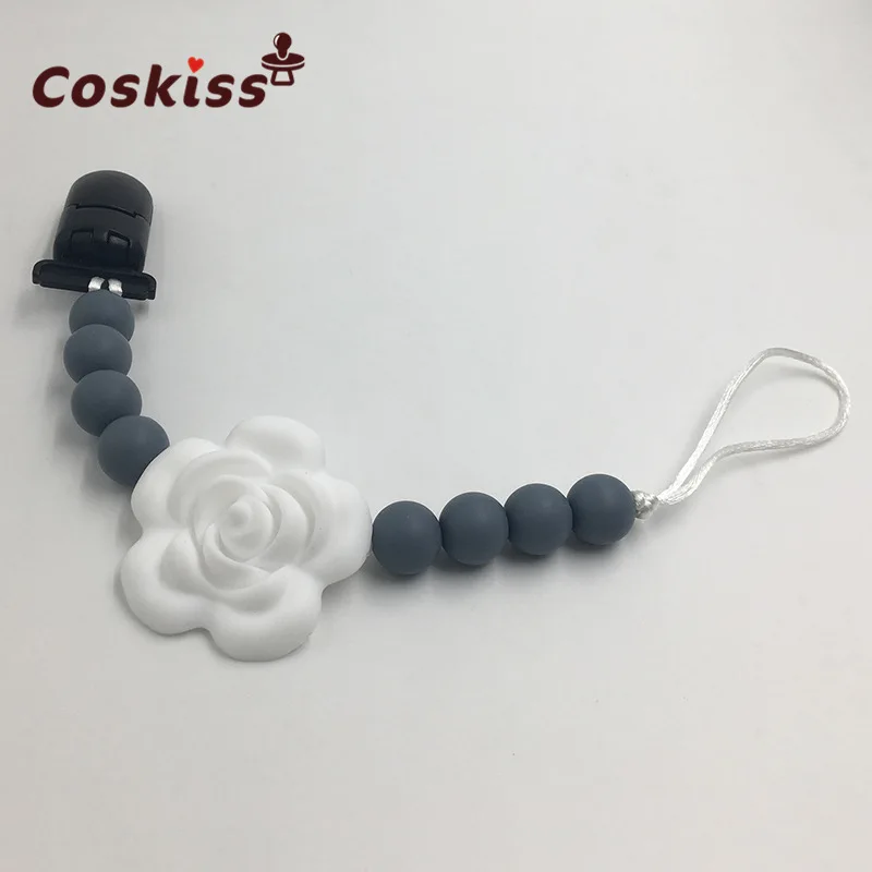 Silicone Teether Baby DIY Craft Set Pacifier Clips Crib Toy Safe And Natural Silicone Bead Teether Necklace Pendant