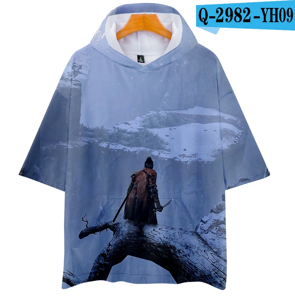 Мужская одежда Harajuku 3d футболка с капюшоном Sekiro аниме хип-хоп футболка Летняя с коротким рукавом Мужская Уличная одежда размера плюс - Цвет: Q2982
