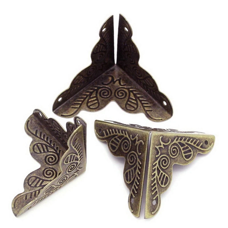 30 шт. углы ящика для мебели Декор треугольной резной ротанг 3.6x1.9cm бронза|Угловые