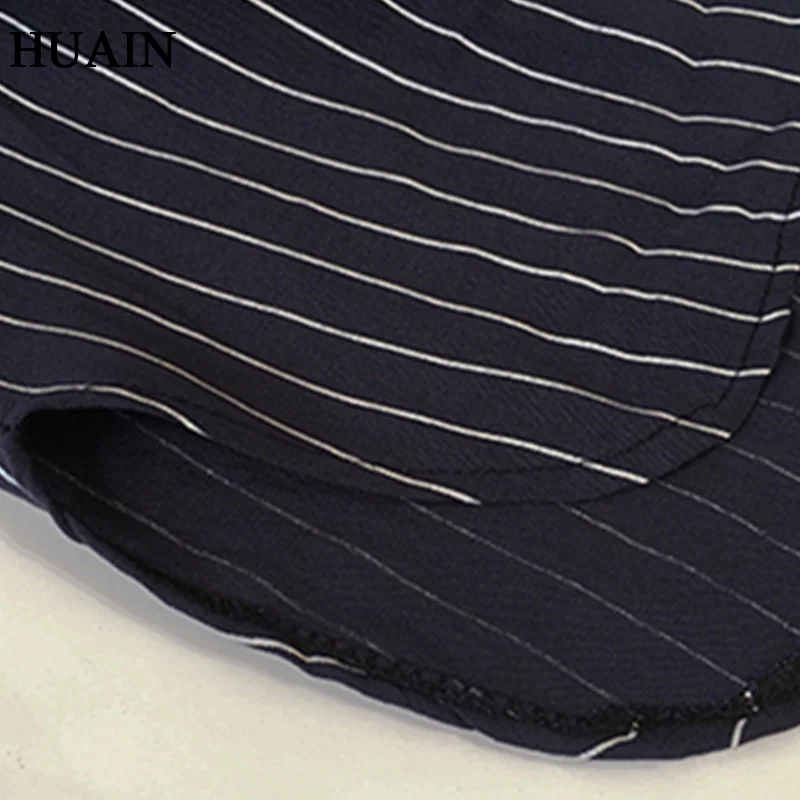 Женская блузка в полоску новинка 2018 корейский стиль модная большого размера