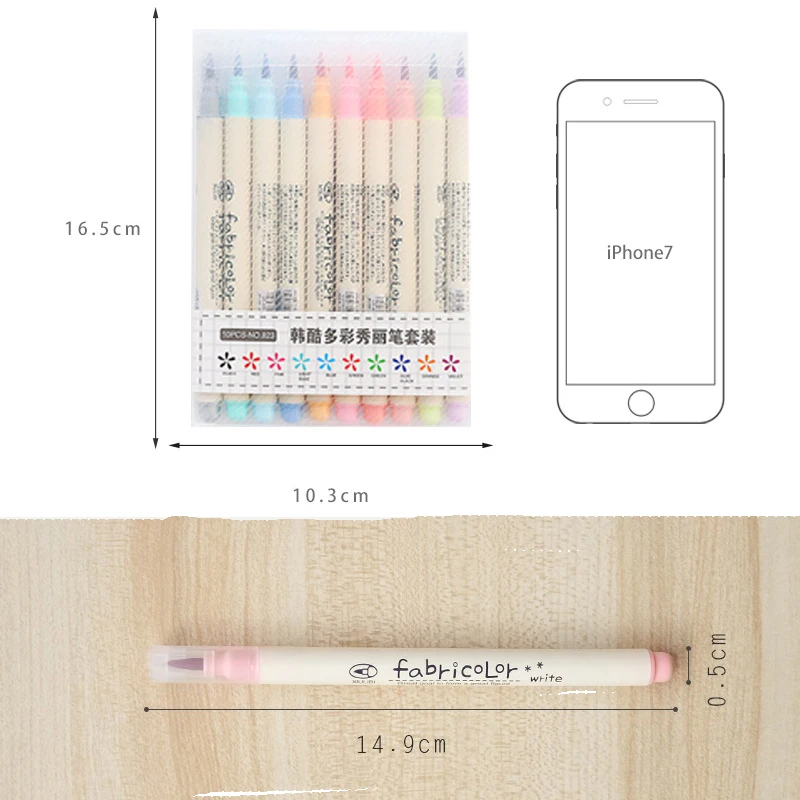 10 шт./коркор. мягкая Акварельная кисть художественные маркеры для мультяшных