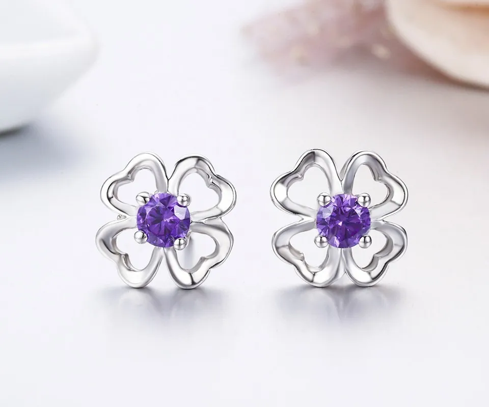 Милые серьги гвоздики из стерлингового серебра 925 пробы с лепестками сердца