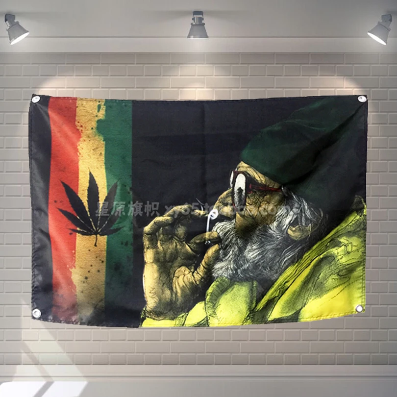 

Jamaica Reggae Heavy Metal Music Poster Scrolls Bar Cafes Home Decoration Banners Hanging Art Waterproof Cloth Decoration