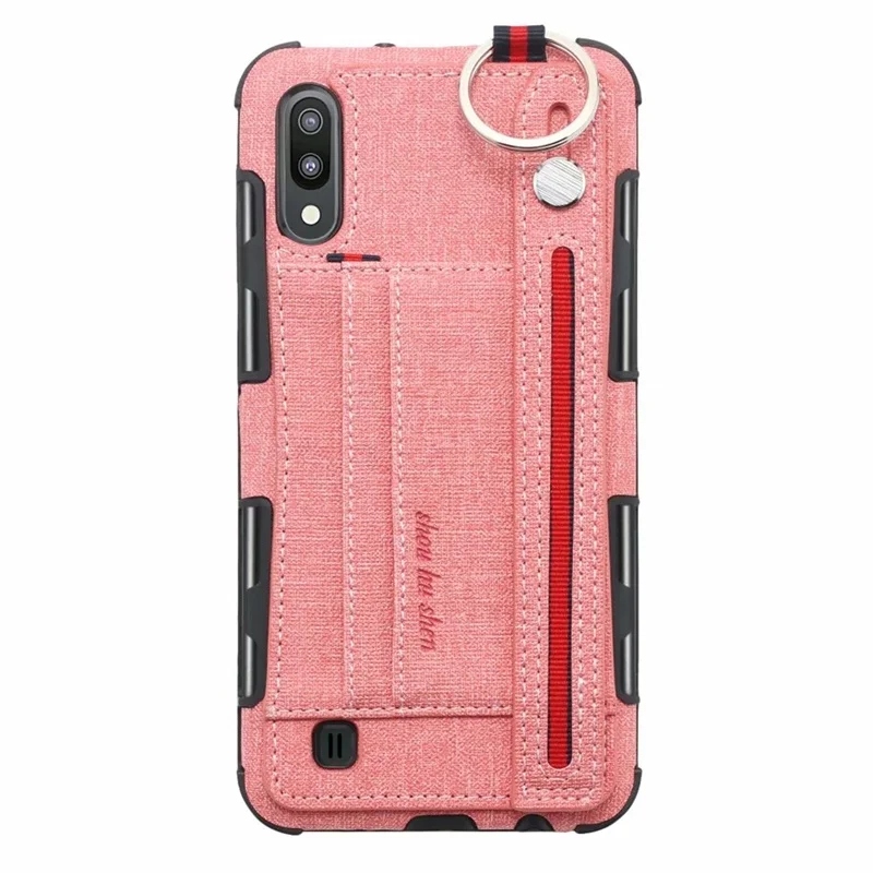 Pink Чехол для samsung Galaxy M10, M20, M30, A10, A20, A30, A50, A70, задняя крышка, роскошный ремешок на руку, слот для карт, Ударопрочный Мягкий чехол, kimTHmall - Цвет: Pink