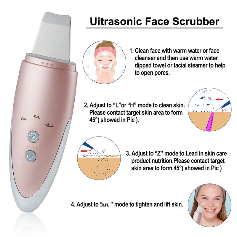 Ультразвуковое очищающее средство для лица анионное кожи удаление черных точек