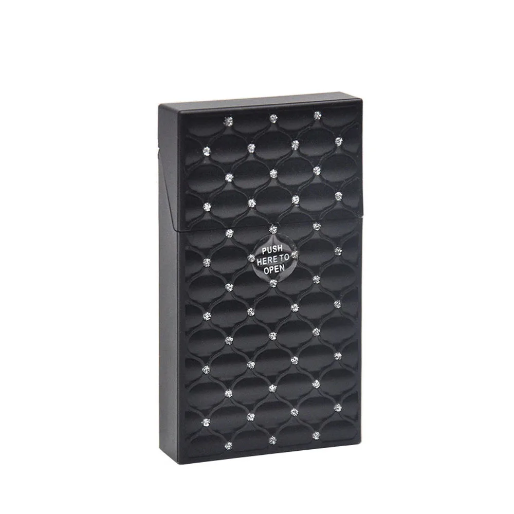 COSY MOMENT 110mm Lady Slim Cigarette Box Cover With Crystal Women Cigarette Case Cigarette Storage Acrylic Cigarette Pack YJ514 - Цвет: Черный
