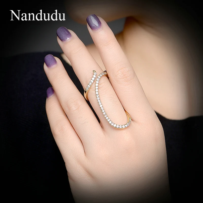 Nandudu New Arrival Curved Ring Adjust Size for Women Girl Fashion Jewelry Gift Party Wedding Engagement Accessories R1165 | Украшения и