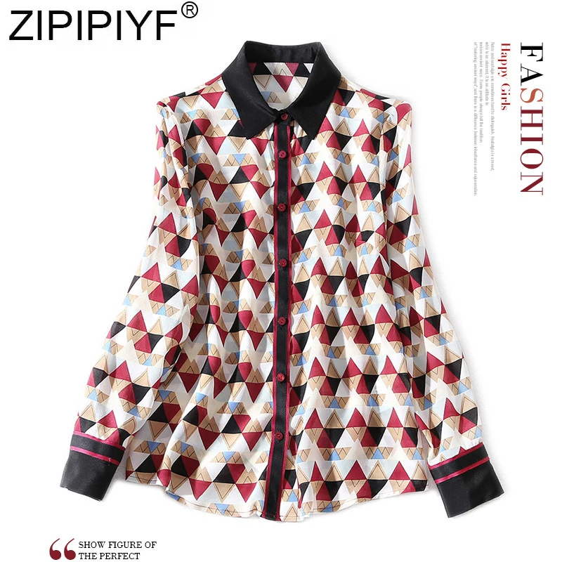 Женские Блузки высокого качества 2019 Новая Весенняя мода длинный рукав отложной