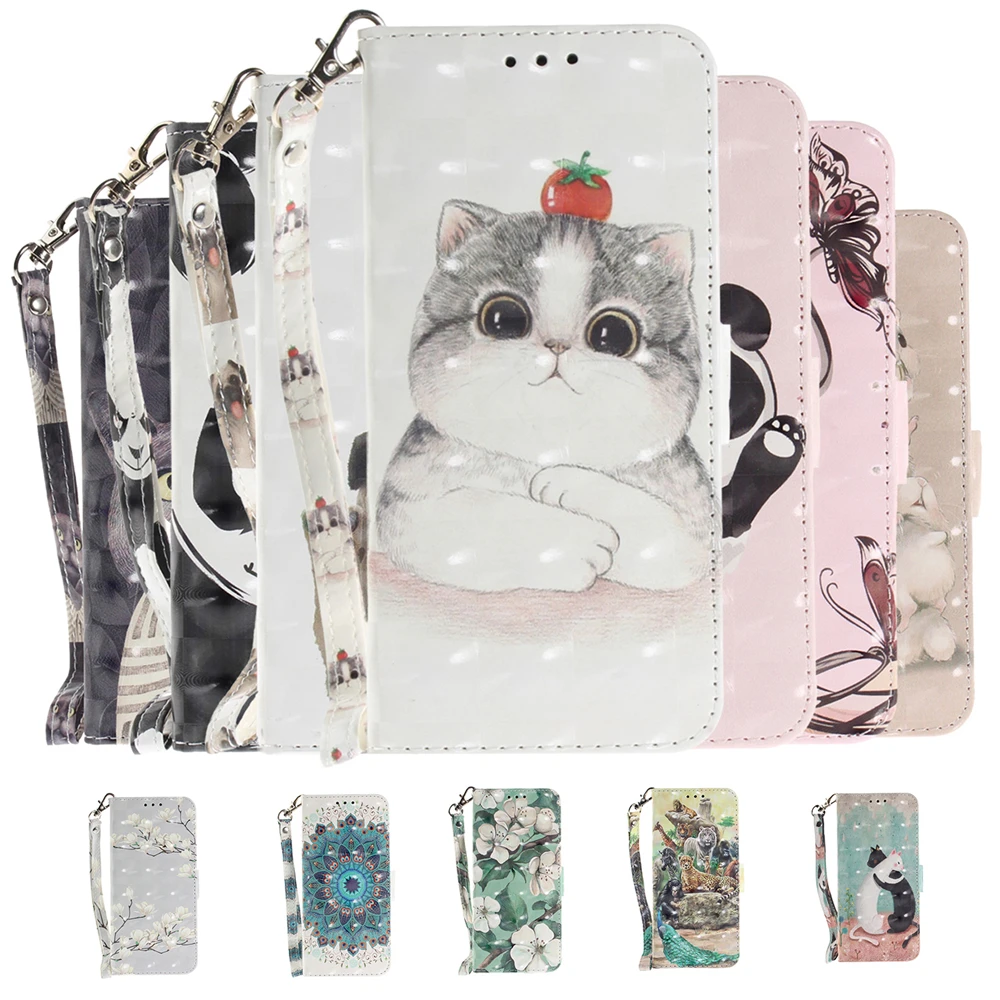 

For Samsung Galaxy A9 2018 Case 3D Painting Flip Case Cover PU Wallet Leather Case Color pattern Protective Cover