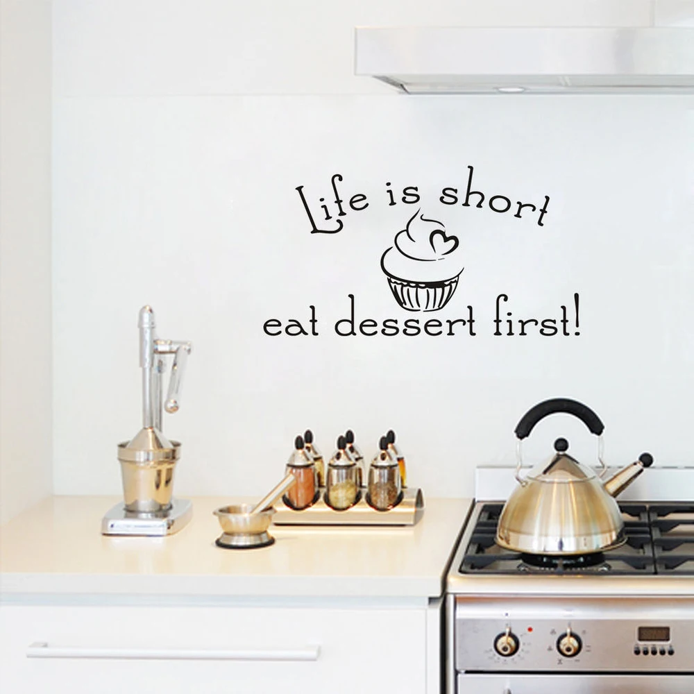 Милые Стикеры для кухни с изображением десерта Life Is Short Eat модная брендовая
