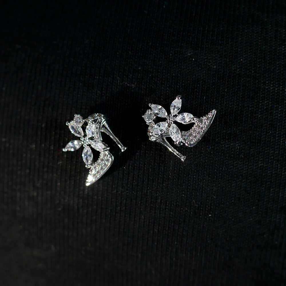 Nueva marca de moda de plata circon joyeria forma zapato damas перфорация pendientes