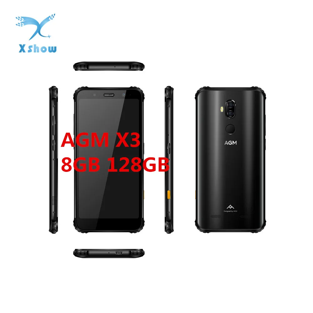 Black AGM X3 мобильный телефон 8 Гб 128 ГБ IP68 Snapdragon 845 5,9" NFC 12 Мп+ 24 МП Двойная Задняя камера 20 МП фронтальная камера отпечаток пальца смартфон - Цвет: Black