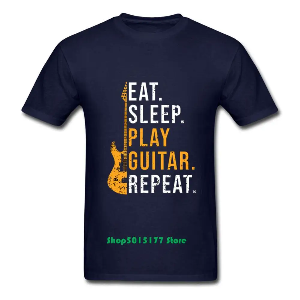 Eat sleep play guitar repeat Футболка мужская летняя хлопковая футболка с коротким рукавом