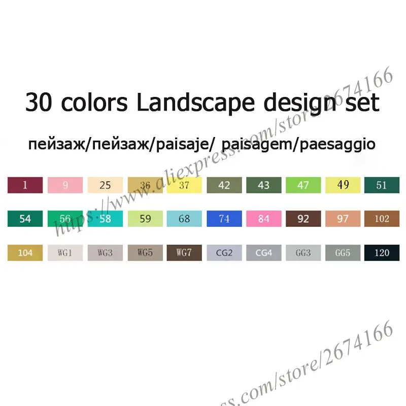 30 Landscape Set NNRTS лазерный маркер 30/40/60/80/168 Цвета Ручка Кисть алкогольных жирной чернила на водной основе художественный маркер для манга двуглавый маркеры для эскизов - Цвет: 30 Landscape Set