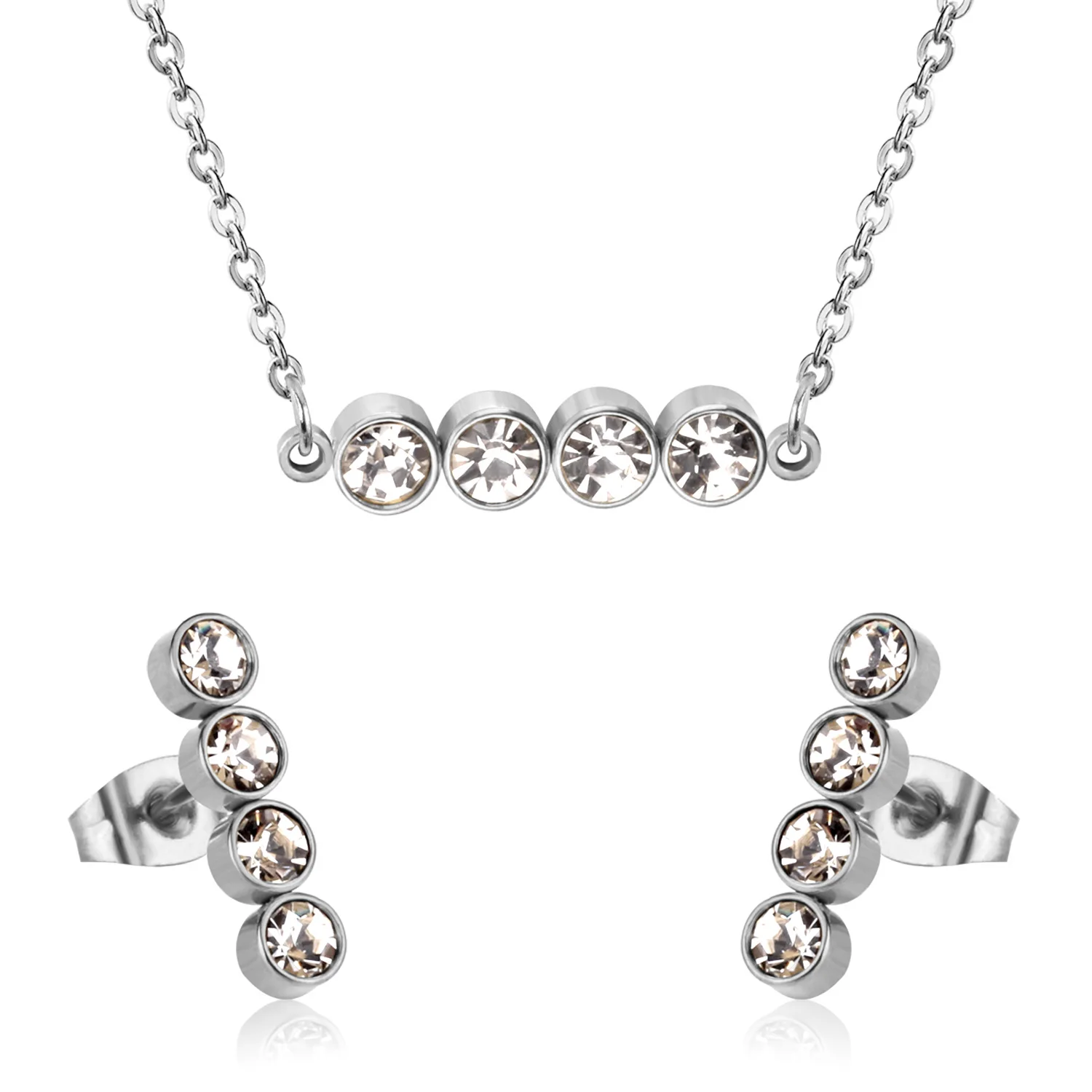 Ювелирные наборы LUXUSTEEL CZ золотистого и серебряного цвета круглый кулон ожерелье