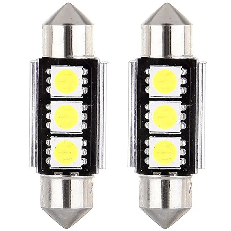 50 шт./лот 36 мм/39 мм c5w 3 smd 5050 Led canbus error free автомобиля для салона, иллюминационная, Потолочная Авто над головой считывающая головка лампы белый 12 V