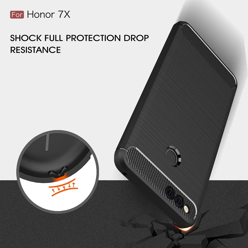 For Huawei Honor 7X / Honor7X 5.93&quot Case Slim Rugged Hybrid Armor Shockproof Soft Rubber Silicone Phone Cases Cover |