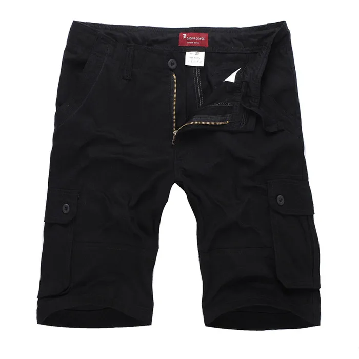 Black Shorts Мужские летние шорты-карго размера плюс 29-46, хлопок, высокое качество, мужские свободные черные шорты, бермуды, Короткие штаны с карманами - Цвет: Black Shorts