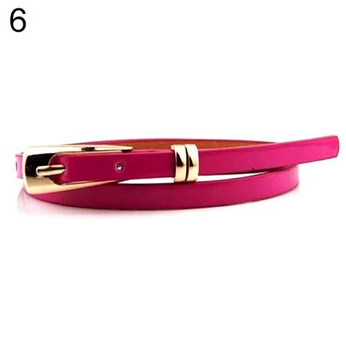 Модный женский пояс nny из тонкой искусственной кожи с узкой пряжкой - Цвет: Rose Red