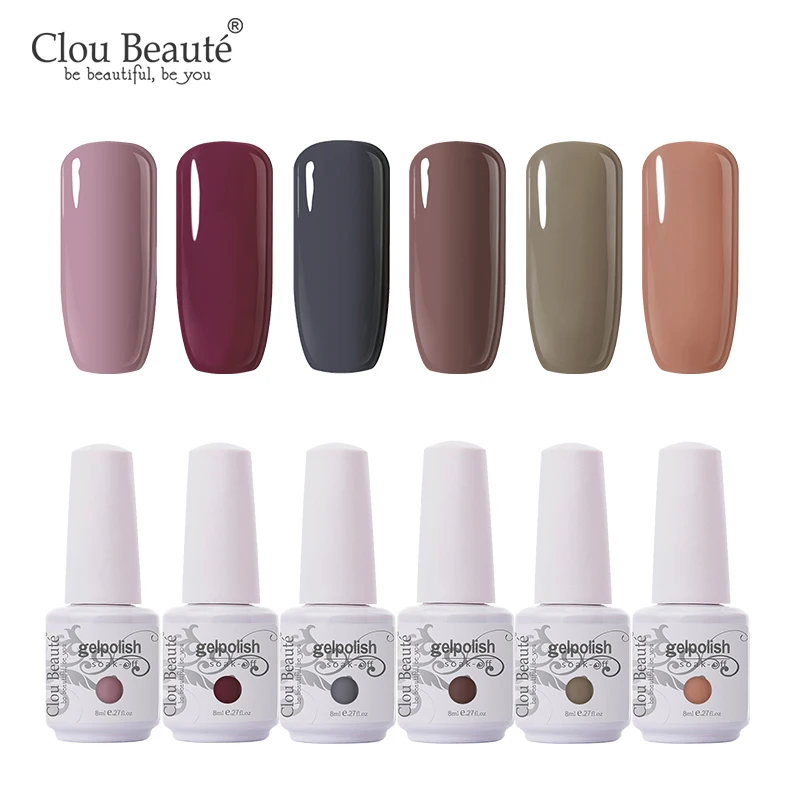 Clou Beaute 6 шт. Гель-лак для Живописи Набор гель для ногтей 8 мл Полупостоянный УФ-светодиодный эмаль впитывающий Гибридный гвоздь лак для ногтей