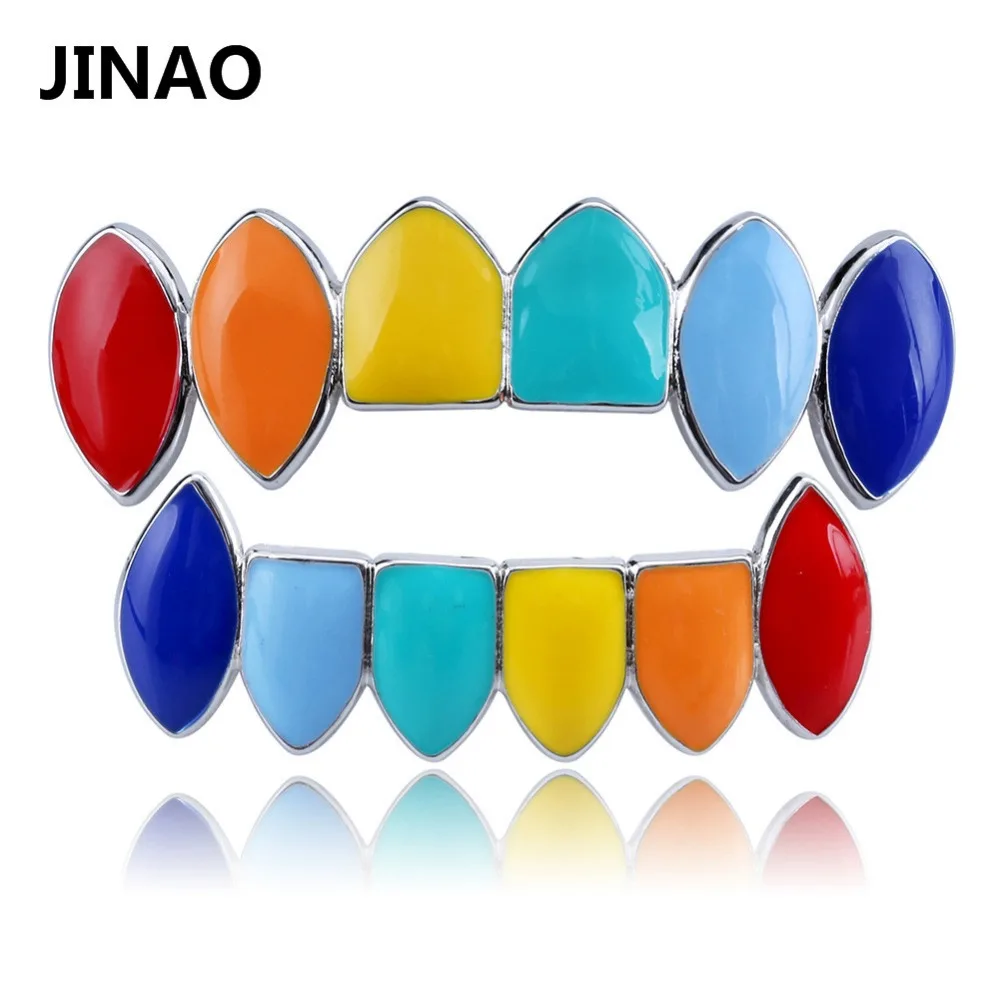 JINAO, хип-хоп, радужные, золотые, серебряные зубные грили, верхние и нижние грили, зубные грили, косплей, вечерние, в стиле панк, украшения для тела, подарки