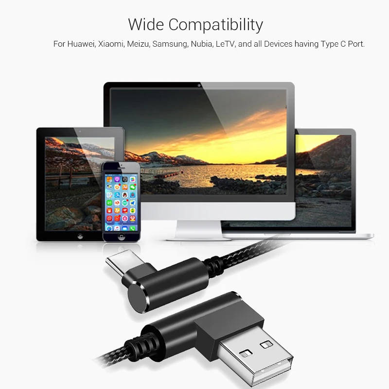 1 м USB Type C кабель для быстрой зарядки Samsung Galaxy S9 S8 плюс Xiaomi Mi8 Mi6 мобильный телефон