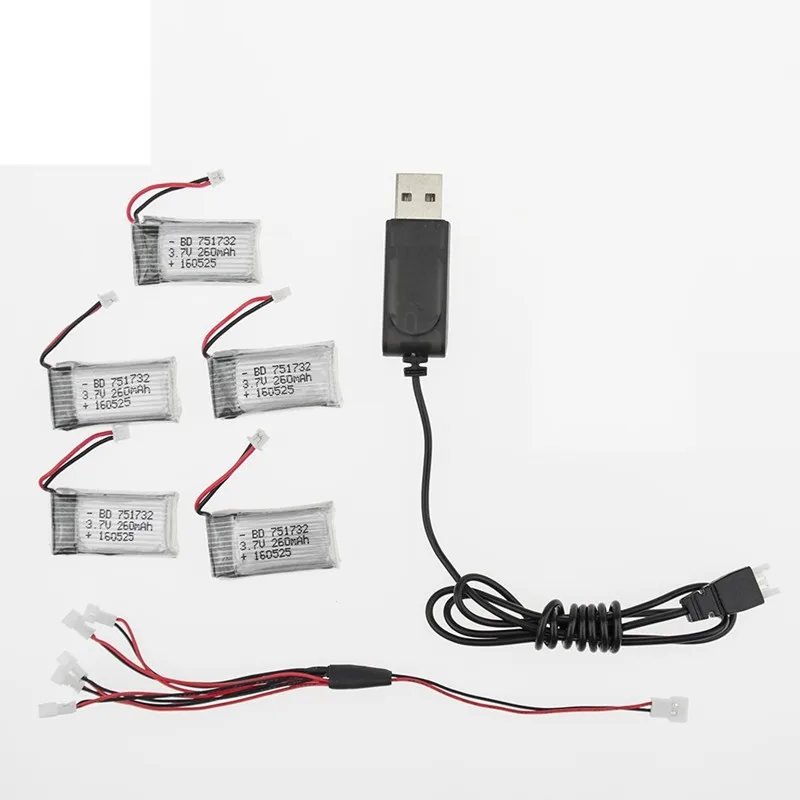 5 шт. 3 7 В 260 мА · ч литий полимерный аккумулятор с 1x5 USB разъемом для зарядки