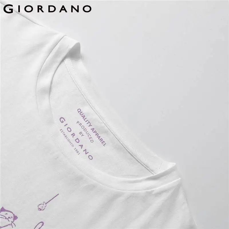 Giordano женская футболка с круглым воротом и короткими рукавами на груди