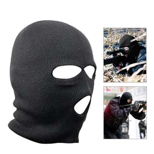 Мужской черный акриловый военный три отверстия Балаклава маски шлемы на