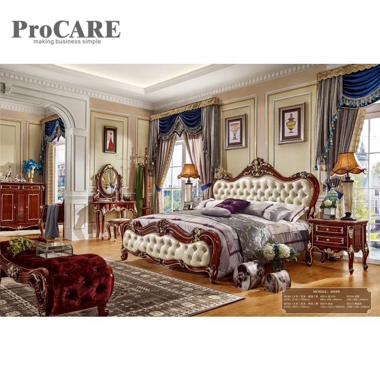 2018 Роскошная королевская современная кожаная кровать рама мебель для спальни