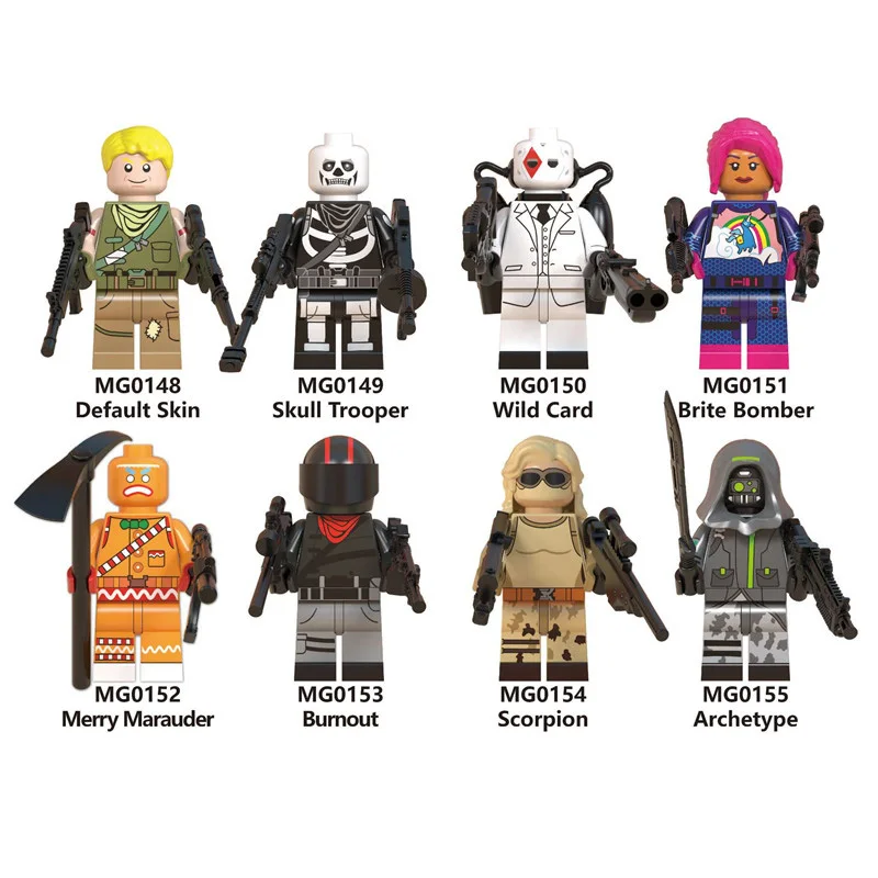 8 шт./лот Legoing Figures игра Battle Royale Skull Trooper Brite Bomber Merry Marauder детские игрушки