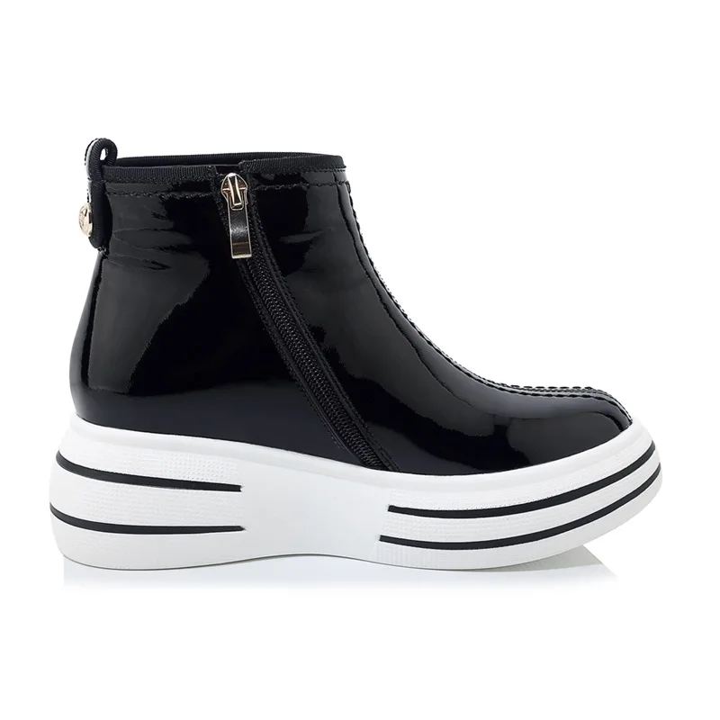 

ZVQ Woman Shoes Winter New Concise High Quality Genuine Leather Ankle Boots Outdoor Comfortable High Heels Platform Zip Shoes