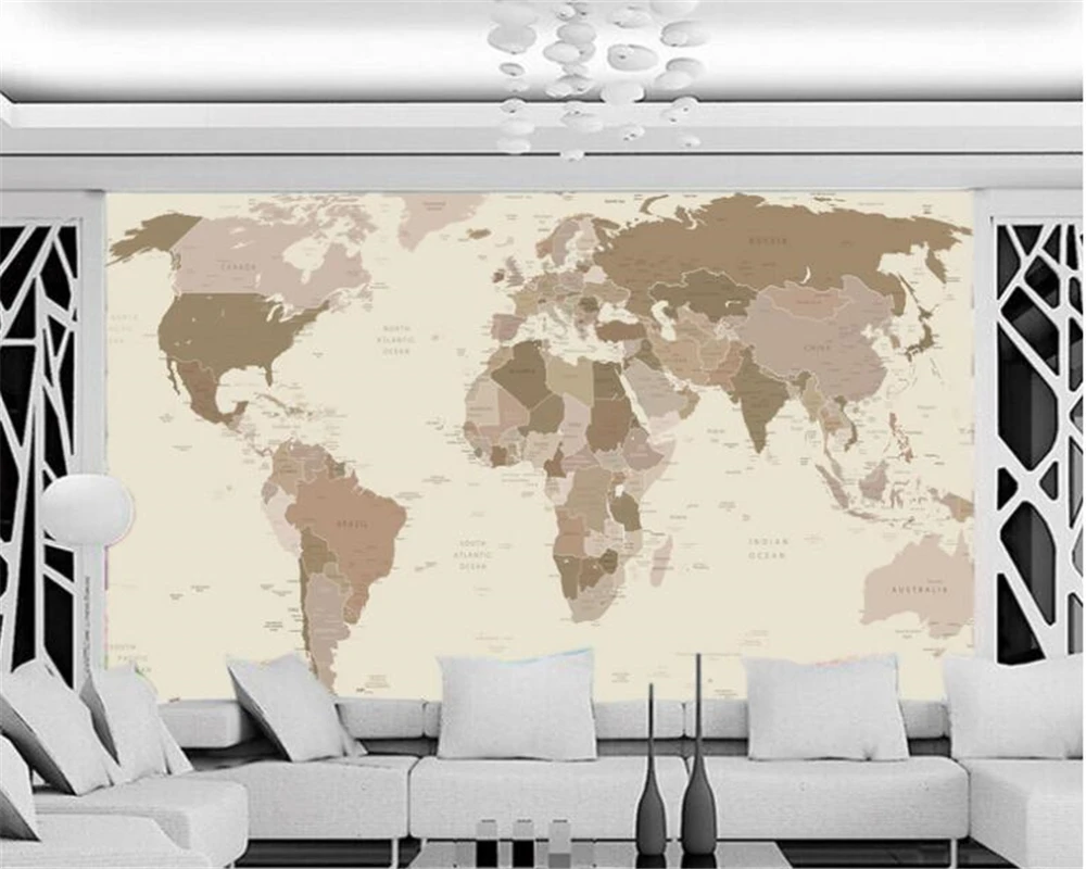 

Beibehang papel de parede Custom wallpaper HD Retro Minimalism nostalgic world map painting background wall murals 3d wallpaper