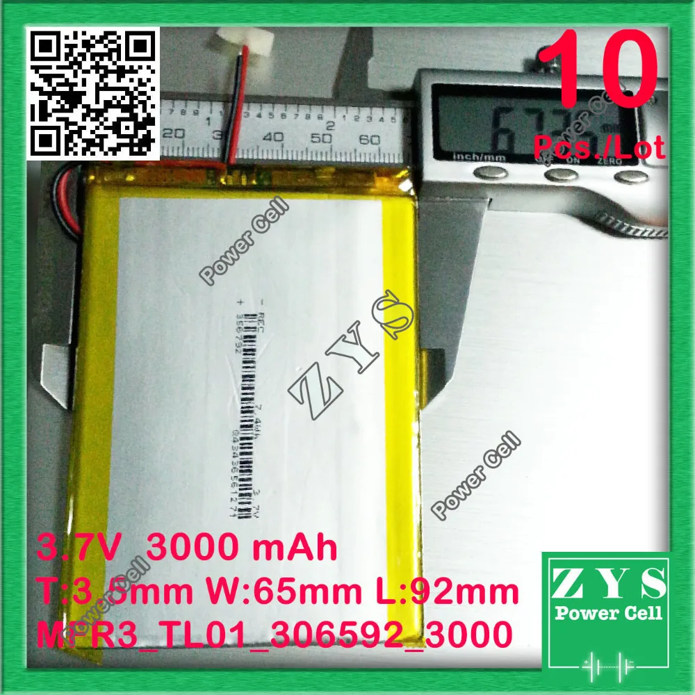 

Безопасная упаковка (уровень 4), 10 шт., для планшетных ПК, 7 дюймов, MP3, MP4, 306592, 306590, 036590, размер: 3ммх65ммх92мм, 3,7 В, 3000 мА/ч, 3,7 В, 3000 мА/ч