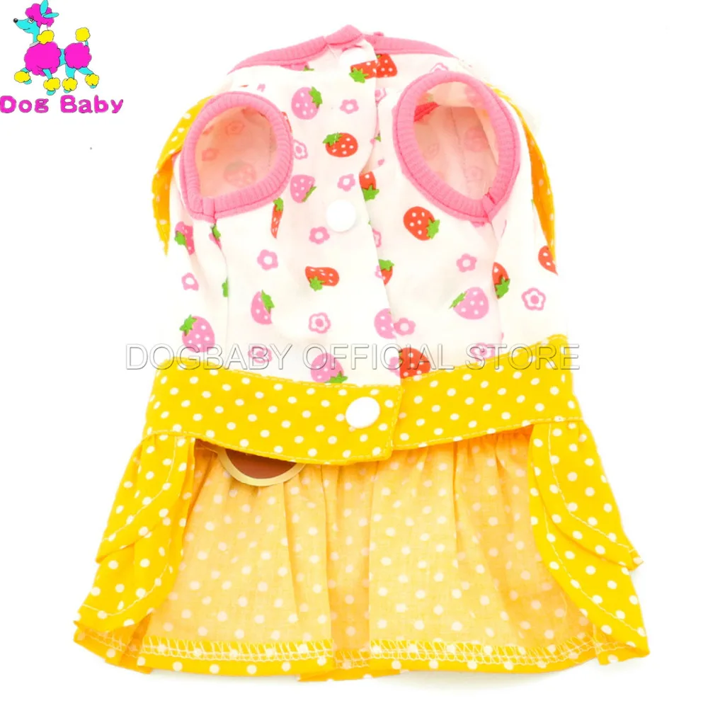

DOGBABY Small Dog Dress 100% Cotton Dot Summer Pet Dresses Yellow Blue Color Chihuahua Clothes Princess Dress Skirt For Dog Cats