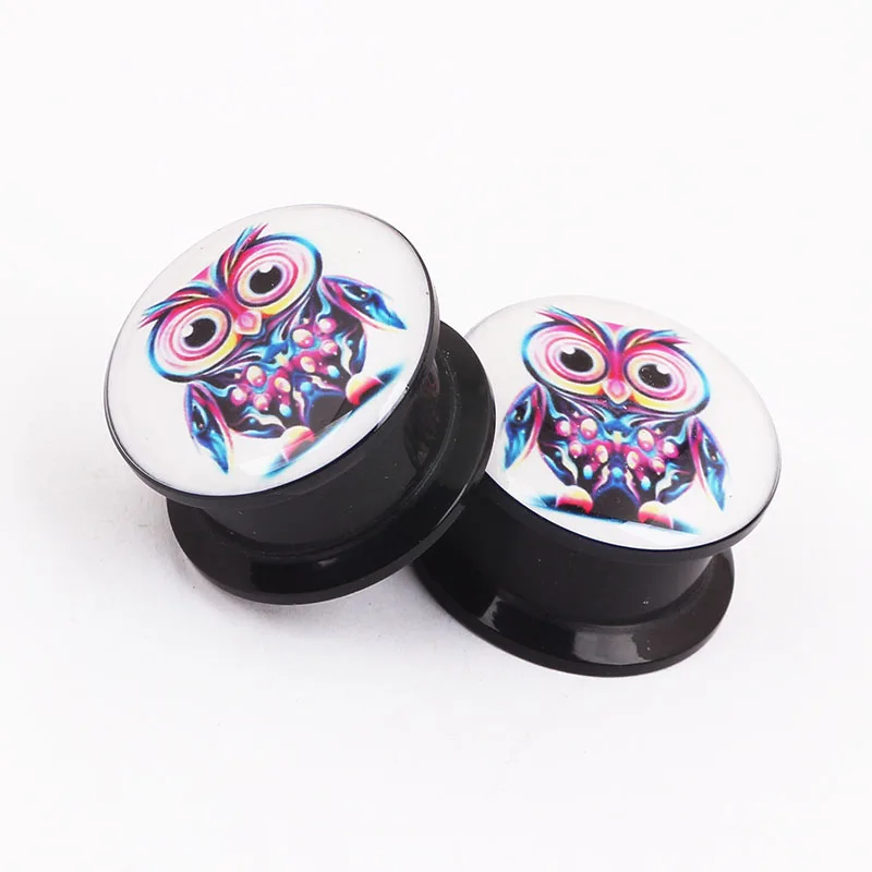 Набор из 2 предметов черные акриловые затычки для ушей с логотипом в виде совы|body