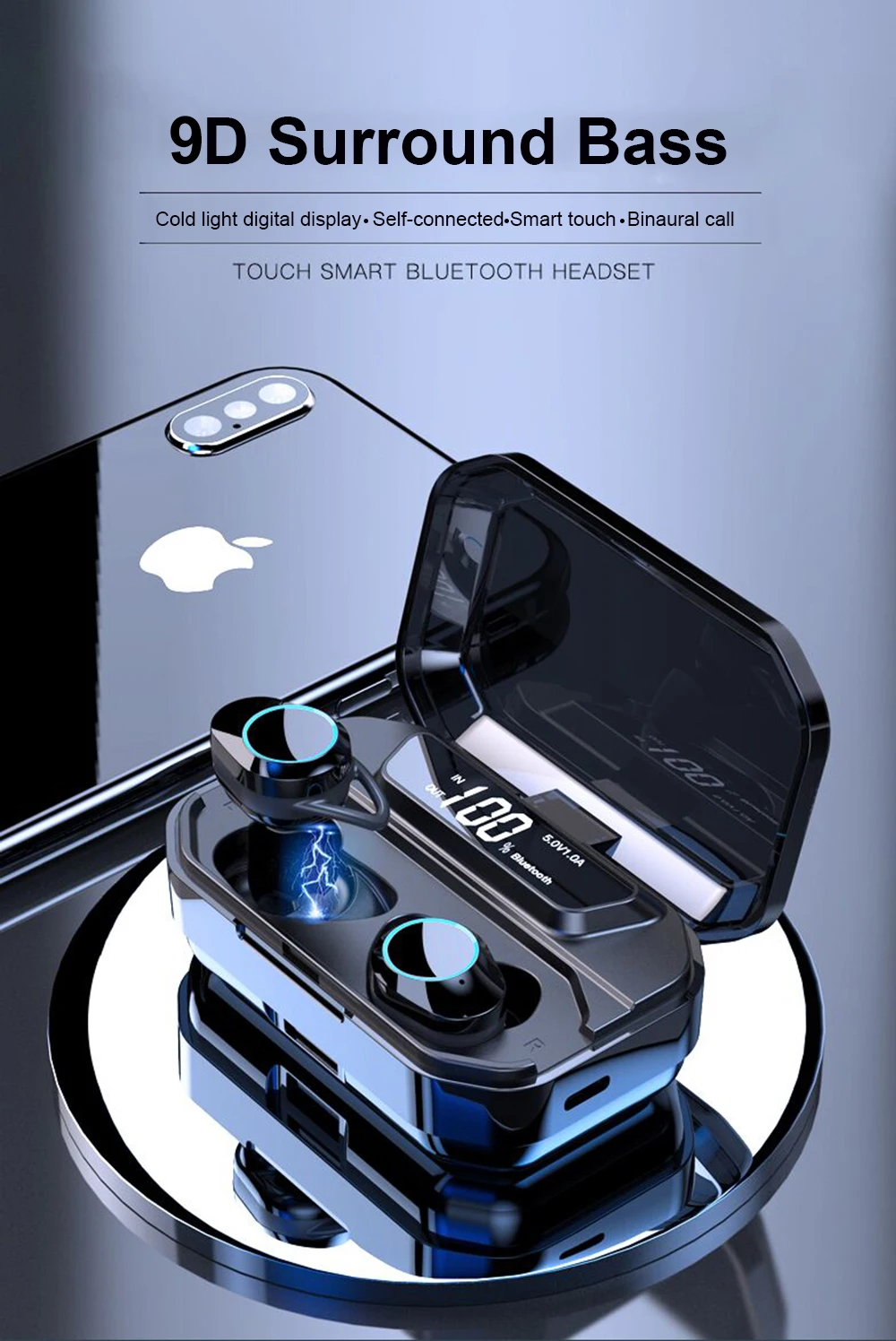 G02 TWS 9D стерео беспроводные наушники Bluetooth 5,0+ HiFi наушники IPX7 водонепроницаемые с светодиодный 3300 mAh Внешний Смарт-аккумулятор держатель телефона